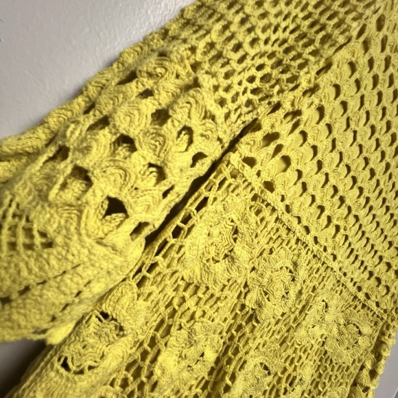 V Christina Floral Crochet Top Sz Small Yellow Bright Spring Delicate Boho Chic - Picture 2 of 11